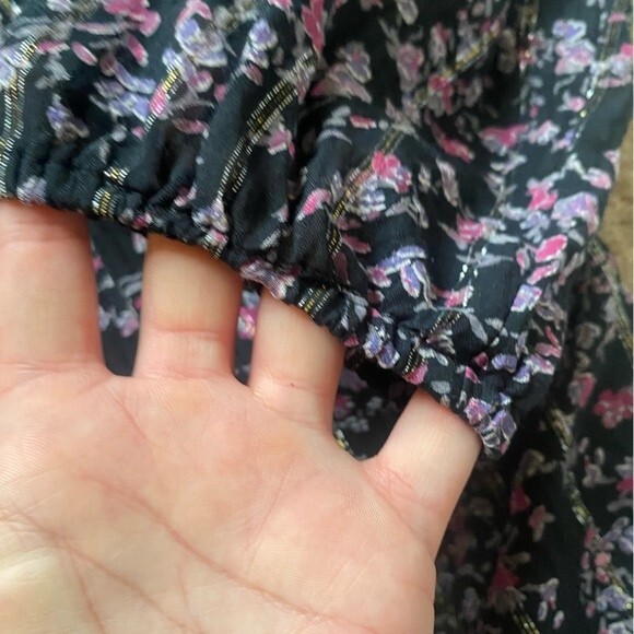 Lane Bryant Black and Pink Floral glittery Blouse - Picture 7 of 9